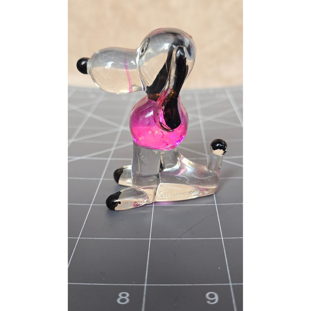 Vintage Lucite Snoopy Figurine Made in Hong Kong Clear Plastic Retro